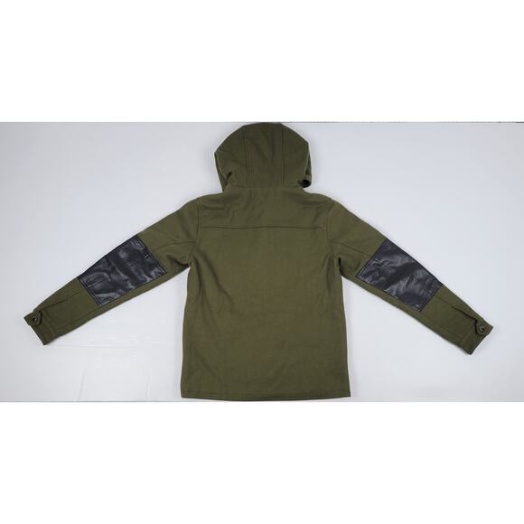 Izzue IZ-X04-Army Green Wool Blend Mens Large Button Military Style Heavy Jacket - Picture 10 of 16